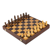 Manopoulos Olive Burl Chess Set 43x43cm With Staunton Chess Pieces
