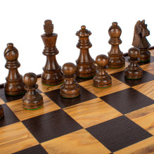 Manopoulos Olive Burl Chess Set 43x43cm With Staunton Chess Pieces