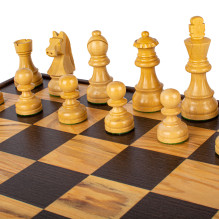 Manopoulos Olive Burl Chess Set 43x43cm With Staunton Chess Pieces