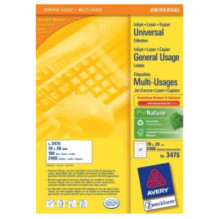 Labels - Avery Zweckform 3475 70x36mm A4 2400 Labels Ultragrip