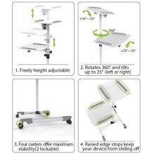 Multimedia trolley - Techly ICA-TB TPM-6 Height adjustment, 10kg capacity, white