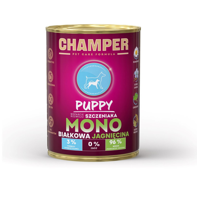 Dog food - CHAMPER puppy food with lamb wet food monoprotein gluten-free 400g