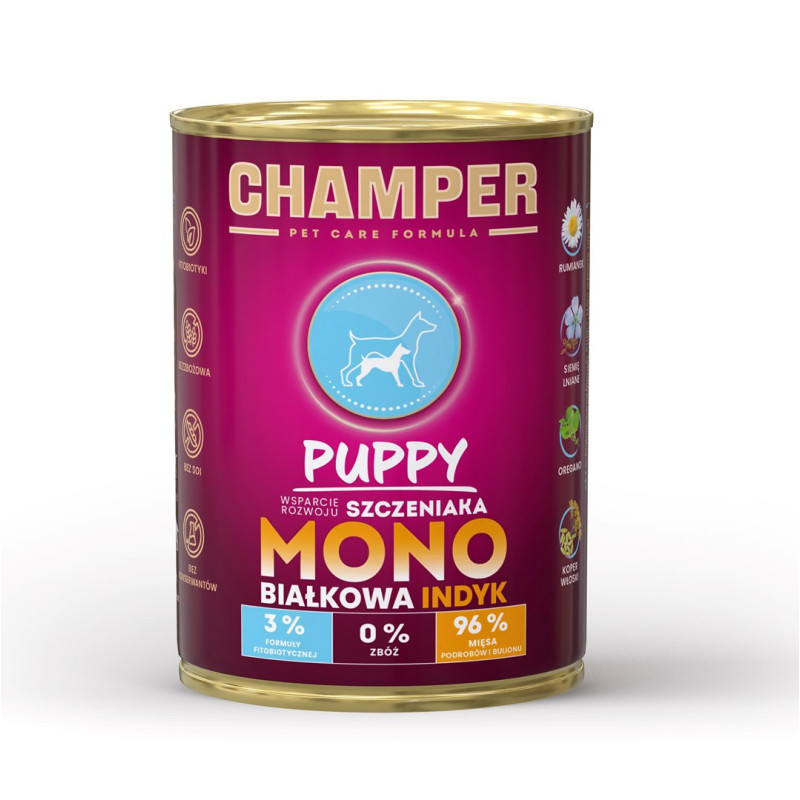 Dog food - CHAMPER puppy turkey wet food for young dogs 400g