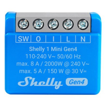 Išmanusis Jungiklis - Shelly 1 Mini Gen4 Wi-Fi ir Bluetooth, 110-240V, 30m Vidaus, 50m Lauko