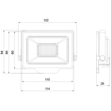 OLLO LED Moisture-resistant outdoor floodlight 20W, 2000Lm, 4000K, IP65