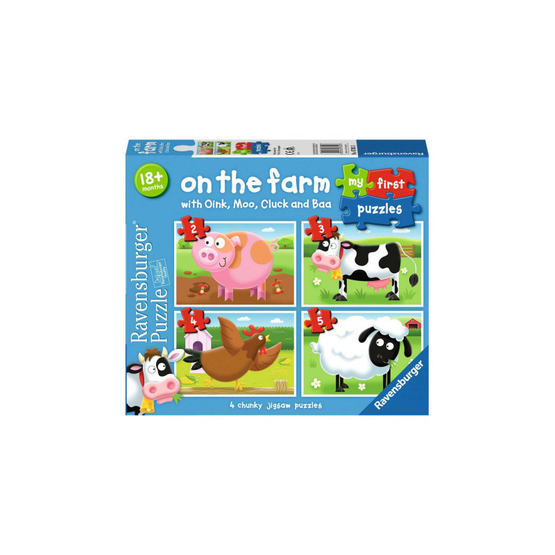 Ravensburger Puzzle 4in1 On the Farm, 2-3-4-5
