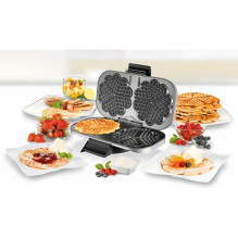 Waffle Maker - Unold Double Waffle Maker 48241, Non-Stick Plates, Adjustable Temperature, Black / Silver