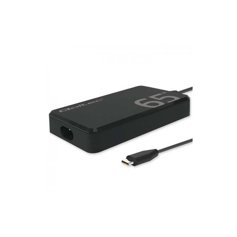 „Qoltec“ 65 W „GaN“ itin greitas plonas maitinimo įkroviklis, PD, 5–20 V, 3,25 A, USB-C 3.1, nešiojamas kompiuteris, „Ma