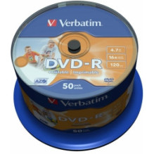 DVD-R AZO Verbatim 4.7GB 16x platus spausdinamas diskas be ID, 50 vnt. pakuotėje