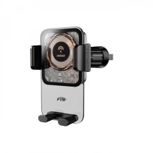 Automobilinis laikiklis Dudao 'F19' juodas (bevielis krovimas 15W)(ne magnetinis / lipinamas / grotelėms)