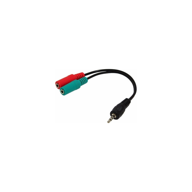 Gembird 3,5 mm garso + mikrofono adapterio laidas, juodas