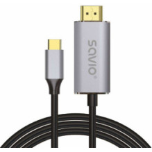 Savio USB-C Male - HDMI Male 2.0b 1m Silver