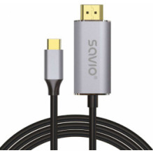 Savio USB-C kištukas - HDMI kištukas 2m sidabrinis
