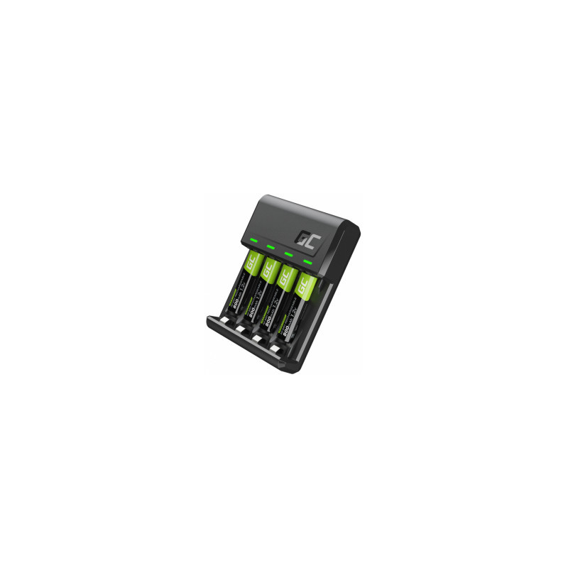 Baterijų įkroviklis „Green Cell VitalCharger“ ir 4 AAA Ni-MH 800mAh baterijos