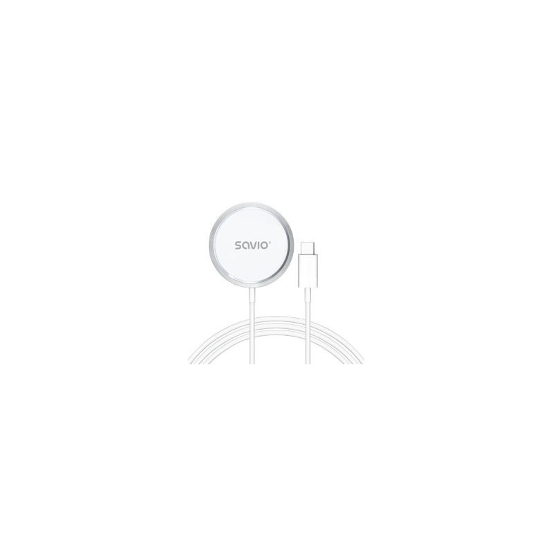 Wireless Charger Savio with USB - USB-C cable 15W 1m White