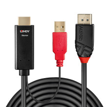 Adapterio Laidas - LINDY HDMI į DisplayPort Adapterio Laidas, 4K30Hz, 10.2Gbps, 5 m, Juodas