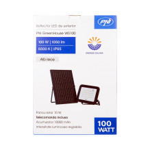 PNI GreenHouse WS100 100W LED reflektorius su saulės baterija, 10000mAh baterija, nuotolinio valdymo pultu, reguliuojamu PNI GreenHouse WS100 100W LED reflektorius su saulės baterija, 10000mAh baterija, nuotolinio valdymo pultu, reguliuojamu