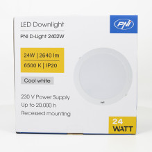 LED lubinis šviestuvas PNI D-Light 2402W 24W, įmontuotas, apvalus, 6500K, 230V maitinimo šaltinis, 2640 lm, baltas