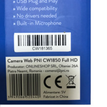 PNI CW1850 „Full HD“ internetinė kamera, USB jungtis, prisegamas, įmontuotas mikrofonas PNI CW1850 „Full HD“ internetinė kamera, USB jungtis, prisegamas, įmontuotas mikrofonas