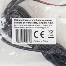 Battery power cable for hunting cameras, length 1.5m Battery power cable for hunting cameras, length 1.5m