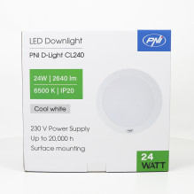 PNI D-Light CL240 24W LED ceiling light, round, 6500K, 230V power supply, 2640 lm, white