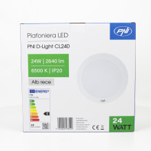 PNI D-Light CL240 24W LED lubinis šviestuvas, apvalus, 6500K, 230V maitinimo šaltinis, 2640 lm, baltas