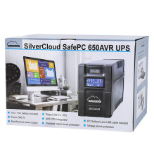 UPS „SilverCloud SafePC 650AVR“ galia, 360 W, LCD ekranas, kompiuterio stebėjimo programinė įranga