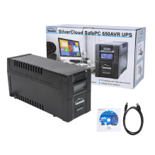 UPS „SilverCloud SafePC 650AVR“ galia, 360 W, LCD ekranas, kompiuterio stebėjimo programinė įranga