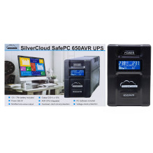 UPS „SilverCloud SafePC 650AVR“ galia, 360 W, LCD ekranas, kompiuterio stebėjimo programinė įranga