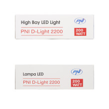 LED lempa PNI D-Light 2200 tipo High Bay, 200 W, 27000 lm, 6500 K, 230 V maitinimo šaltinis, IP65, pramoniniam apšvietim