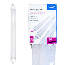 Linear lighting fixture with LED PNI D-Light 3600, 36W, 6500k, sealed IP65, with protection against water, dust and corr
