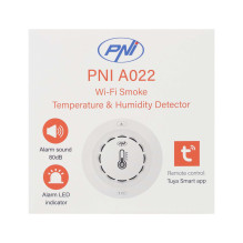 PNI SafeHouse A022 belaidis temperatūros ir drėgmės dūmų jutiklis, suderinamas su „Tuya“ programa, garso signalizacija