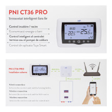 Smart thermostat PNI CT36 PRO wireless, with WiFi, TuyaSmart APP Internet control, for central heating, cooling Smart thermostat PNI CT36 PRO wireless, with WiFi, TuyaSmart APP Internet control, for central heating, cooling