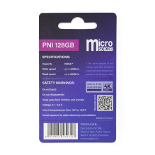 Package 2 pieces PNI MicroSD Memory Card PNI 128GB MicroSD Memory Card Class 10, 80 Mb / s, V30 with SD adapters include