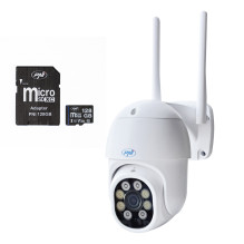 Belaidė vaizdo stebėjimo kamera PNI IP840 + PNI 128 GB „WiFi“ plokštė, PTZ, 8 MP 4K, „micro SD“ lizdas, autonominė, DI f