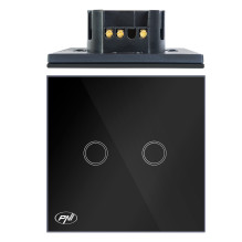PNI SH222 glass double touch switch, black with LED indicator
