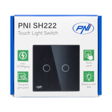 PNI SH222 glass double touch switch, black with LED indicator