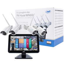 Vaizdo stebėjimo rinkinys PNI House WiFi650 - 4 „Full HD Wi-Fi P2P“ ir 12 colių LCD monitorius Vaizdo stebėjimo rinkinys PNI House WiFi650 - 4 „Full HD Wi-Fi P2P“ ir 12 colių LCD monitorius