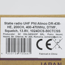 UHF radijo stotis PNI Alinco DR-438-HE, 200 kanalų, 400–470 MHz, DTMF, triukšmo slopinimas, 13,8 V, 1024DCS-50CTCSS