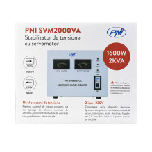 PNI SVM2000VA įtampos stabilizatorius su servovarikliu, 1600 W, 7,2 A, 230 V išėjimas PNI SVM2000VA įtampos stabilizatorius su servovarikliu, 1600 W, 7,2 A, 230 V išėjimas