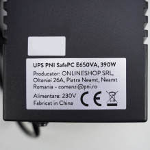 PNPC SafePC E650VA UPS, galia 390 W, 1,8 A, 2 x 230 V išėjimai, LCD ekranas