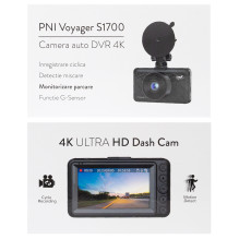 Car DVR camera PNI Voyager S1700 4K UHD, 3 inch screen, cyclic recording, parking monitoring, motion detection, 12V / 24 Car DVR camera PNI Voyager S1700 4K UHD, 3 inch screen, cyclic recording, parking monitoring, motion detection, 12V / 24