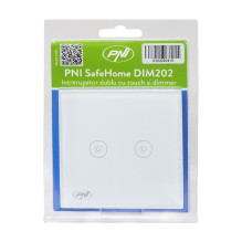 Dvigubas jungiklis su jutikliniu pritemdymu PNI SafeHome DIM202, 2X700W, fazinis laidas, be nulio, stiklas