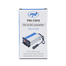 PNI CN15 Voltage Converter 180W, 24V-12V, 15A, USB 2.0, Output Short Circuit Protection