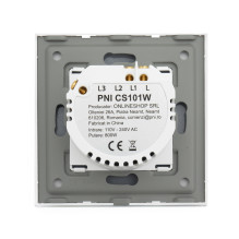 Simple ladder switch and cross switch with touch PNI CS101W made of glass, white with LED indicator, 800W