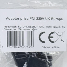 UK-Europe PNI socket adapter, 220V, black