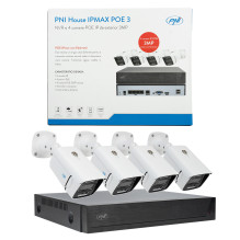 PNI House IPMAX POE 3 vaizdo stebėjimo rinkinys, NVR su 4 POE prievadais, ONVIF ir 4 kameromis su 3MP IP, lauko, maitini PNI House IPMAX POE 3 vaizdo stebėjimo rinkinys, NVR su 4 POE prievadais, ONVIF ir 4 kameromis su 3MP IP, lauko, maitini