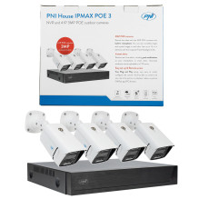 PNI House IPMAX POE 3 video surveillance kit, NVR with 4 POE ports, ONVIF and 4 cameras with 3MP IP, outdoor, Power over PNI House IPMAX POE 3 video surveillance kit, NVR with 4 POE ports, ONVIF and 4 cameras with 3MP IP, outdoor, Power over