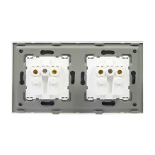 PNI WP202W built-in double socket with white glass frame