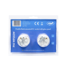 PNI WP202W built-in double socket with white glass frame